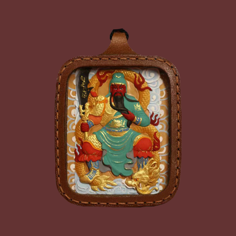 【Smart and Brave】 Guan Gong Wealth God Tangka Necklace